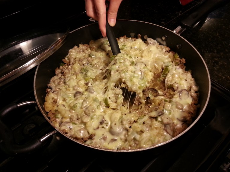 Low Carb Cheesesteak In a Frying Pan.