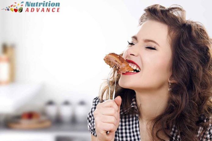 Woman Eating Pork Protein Rich Foods