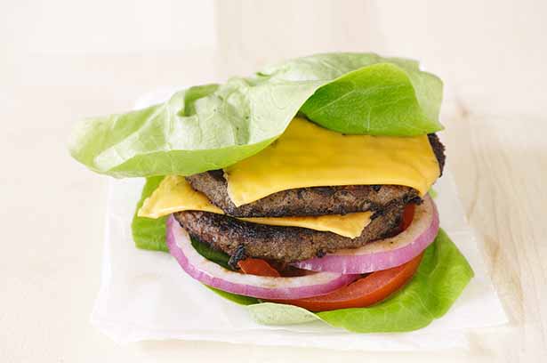 Picture of a lettuce wrap fast food burger.