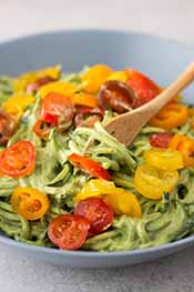 Zoodles With Avocado Sauce.