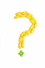 Carb Blocker Pills Made Into the Shape of a Question Mark.