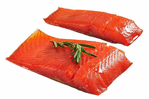 Two Fillets of Wild Alaskan Sockeye Salmon.