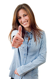 A Healthy and Happy Young Lady Doing a Thumbs Up Sign.