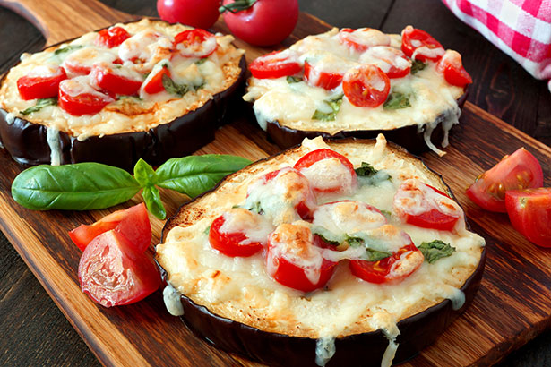 Picture of Eggplant Slices With Tomato and Parmesan.