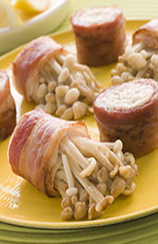 Picture of Enoki Mushrooms Wrapped in Bacon.