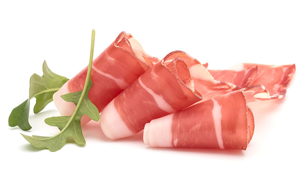 Slices of Delicious Prosciutto on a Plate.