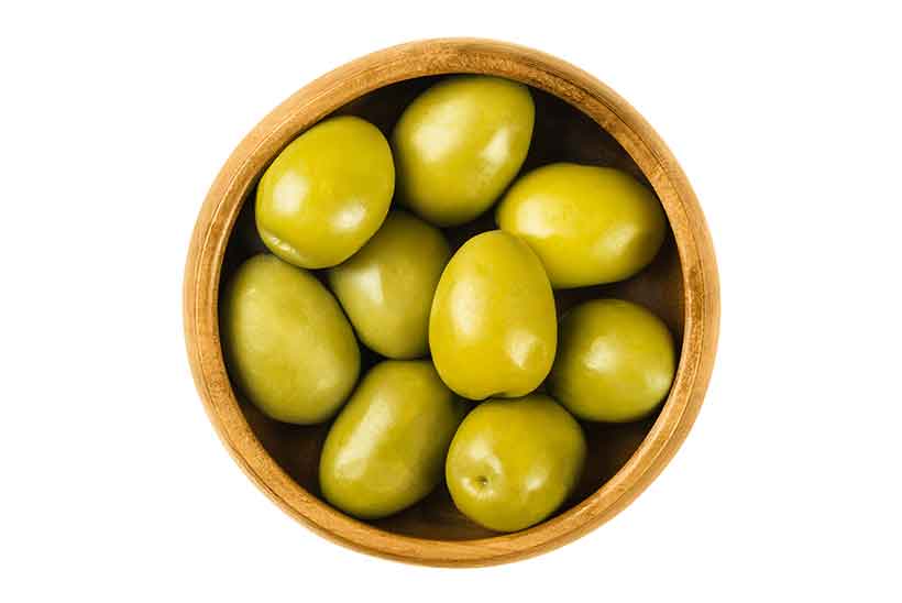 Picture of Large Spanish Gordal Olives in a Bowl.