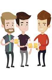 Cartoon Showing Three Young Men Drinking Beer.