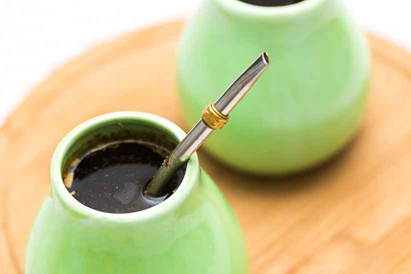 Yerba Mate Tea In a Traditional South American Cup.