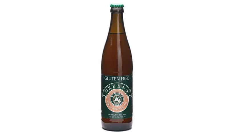 A Dark Brown Bottle of Greens Tripel Blond Ale.