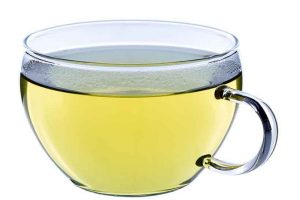 A Cup of Japanese Green Tea in a Glass Cup. Green Tea in a Glass Cup.