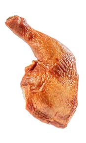 A Roasted Chicken Thigh With Skin On.