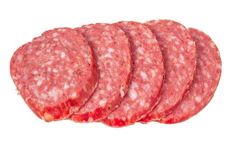 Several Slices of Pepperoni Meat.