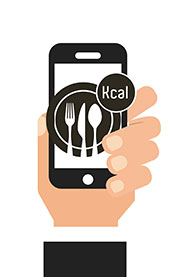 A Man's Hand Holding a Calorie Counting Diet Smart Phone App.