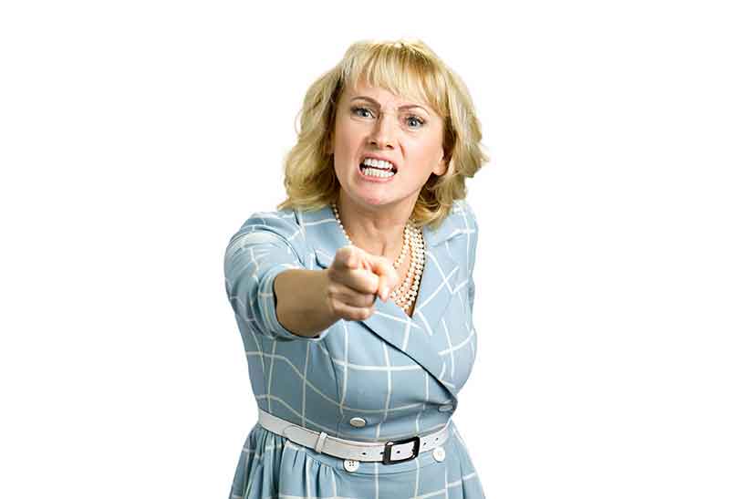 An Angry Irritated Woman Pointing and Shouting.