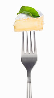 A Piece of Camembert on a Fork.