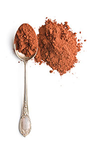 Cocoa Powder On a Metal Spoon.