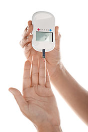 Person With Diabetes Testing Blood Glucose Using a Glucometer.