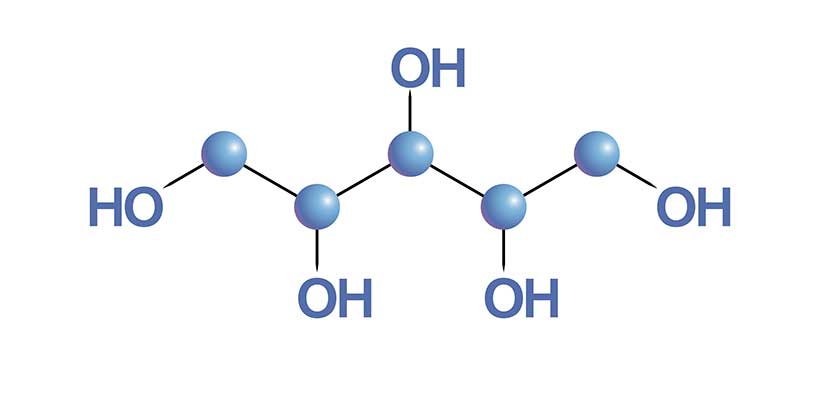 The Chemical Formula and Structure For Xylitol.