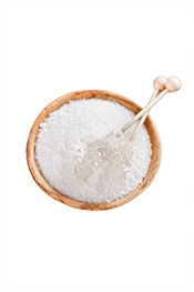 A Wooden Bowl Containing Erythritol Sweetener.