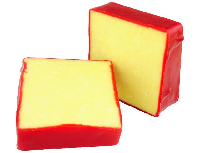 Squares of Monterey Jack Cheese.