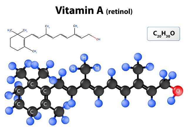 The Molecular Structure For the Retinol Form of Vitamin A.