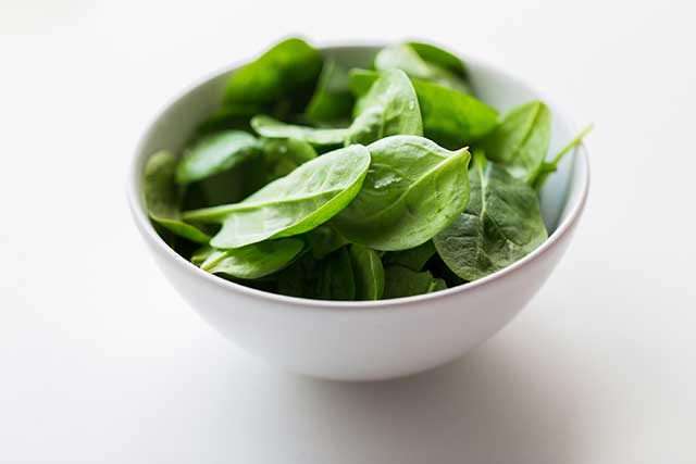 Spinach Leaves In a White Bowl.