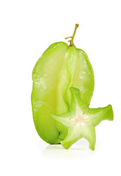 A Whole Green Unripe Star Fruit.