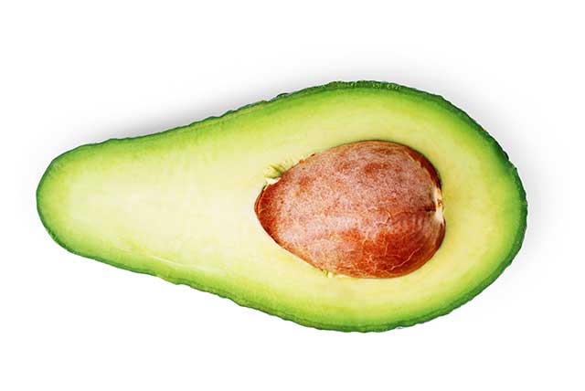 An Avocado Half Showing the Stone in the Middle.