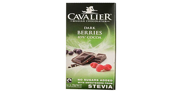 Cavalier Stevia-Sweetened Dark Chocolate Bar With Berries.