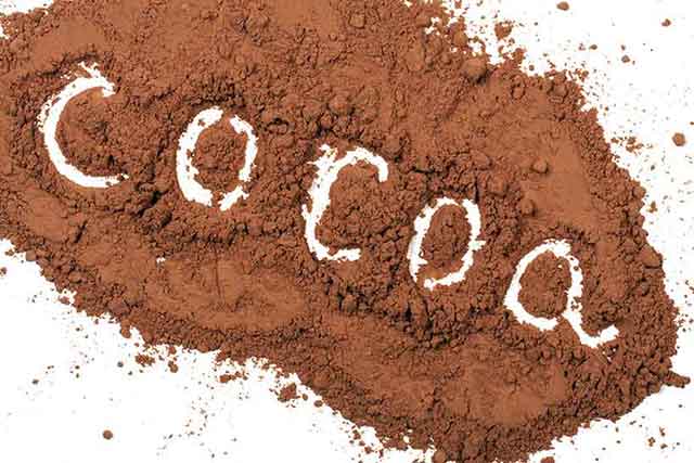 Cocoa Powder On a White Background.