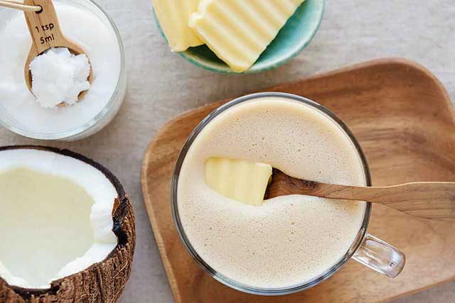 Fat Rich Bulletproof Coffee With Butter and Coconut Oil.