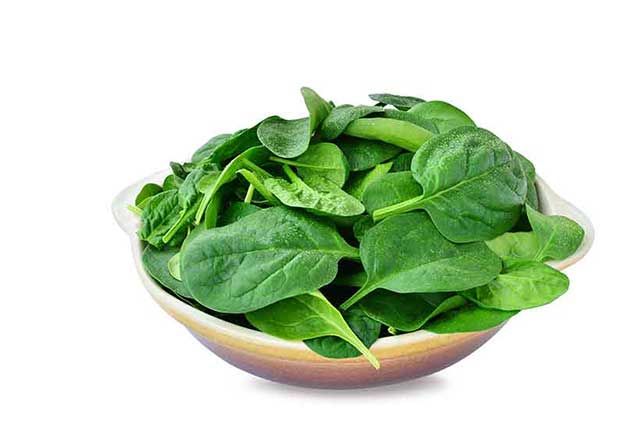 A Bowl of Fresh Green Spinach Leaves.