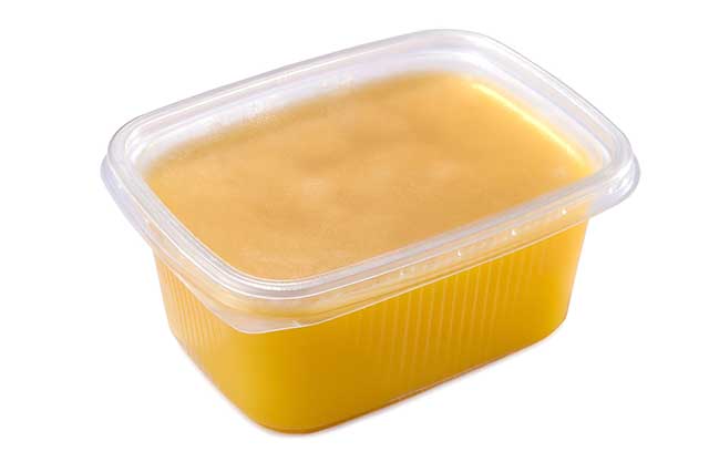 Ghee (Pure Butterfat) In a Glass Tub.