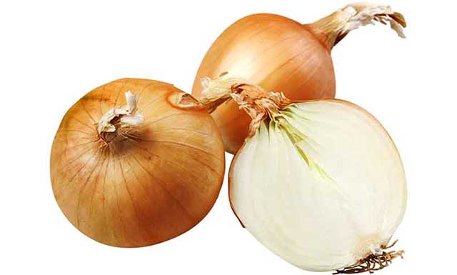 A Whole Yellow Onion and Onion Halves.