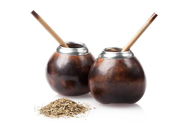 Two Yerba Mate Calabash Gourd Cups With Straws.