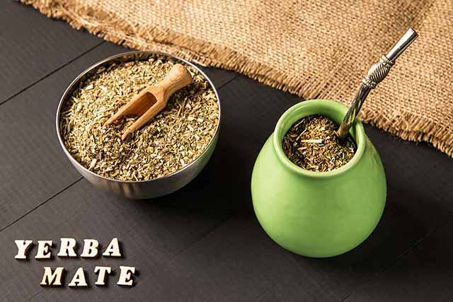 Yerba Mate Tea Leaves and a Calabash Gourd.