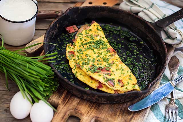 Bacon, Cheese and Chive Omelet.