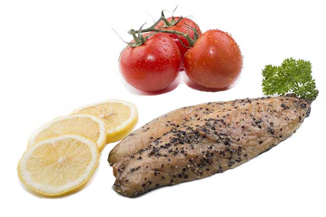 Mackerel Fillet, Tomatoes, and Lemon.