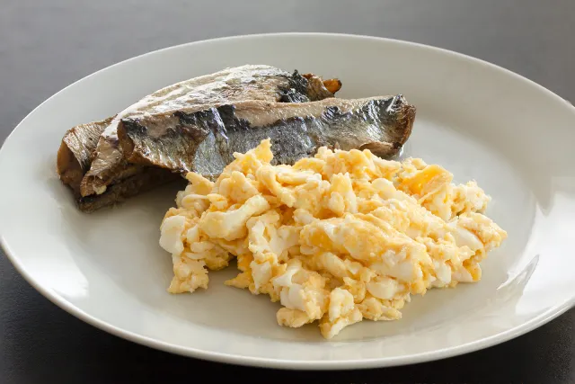 A Plate of kippers and Scrambled eggs.