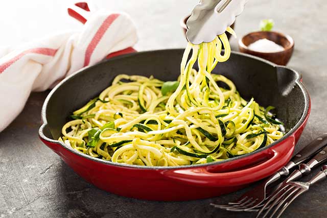 Spiralized Zucchini Noodles (Zoodles) - a low carb pasta alternative.