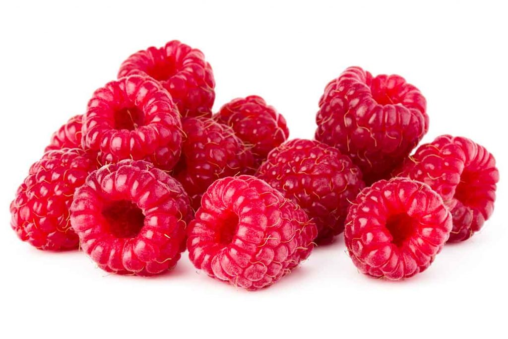 A Pile of Red Raspberries.