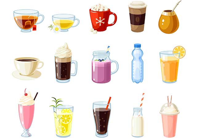 Various Different Hot and Cold Drinks.