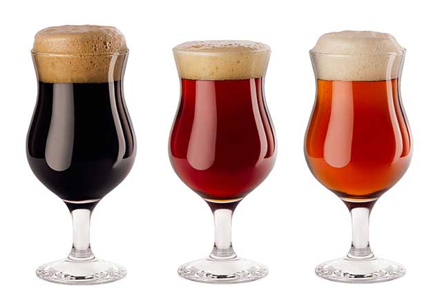 Various Types of Beer In Wine Glasses.