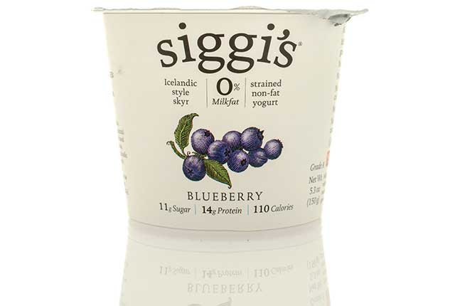 Siggis Blueberry Flavor Skyr Icelandic Yogurt.
