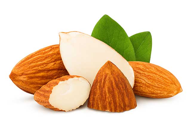Whole and Half Almonds With Skin and Without Skin.