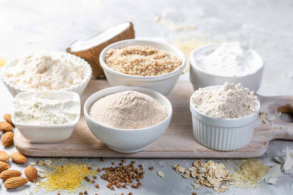 Various Low Carb Flours In Bowls.