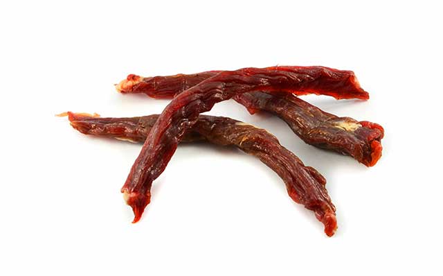 Long Slices of Beef Jerky (Dried Meat).