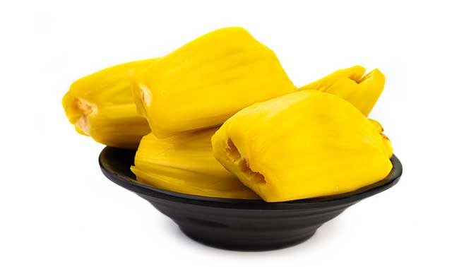 Ripe Slices of Jackfruit In a Black Bowl.