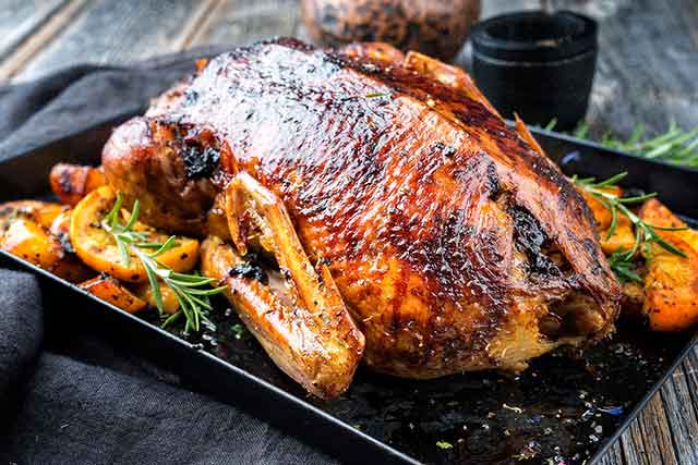 Roasted Goose On An Oven Tray.